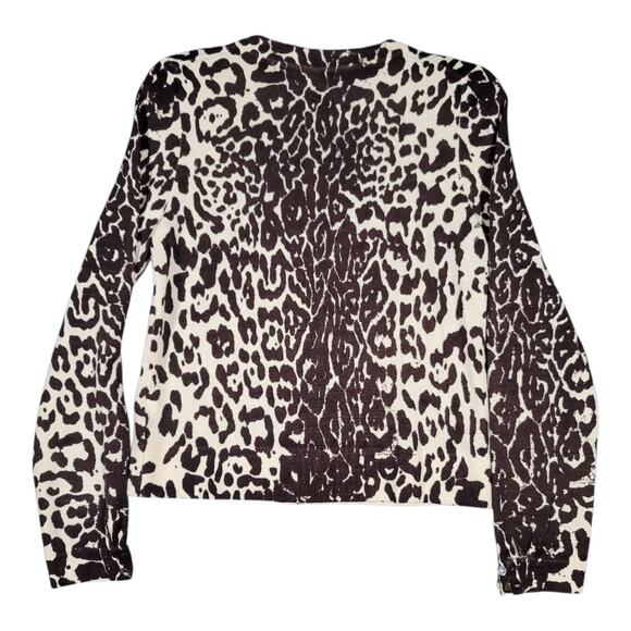 J.Crew Leopard Print Teddie Wool Sweater Cardigan Button Front Long Sleeve Sz M - Picture 4 of 15